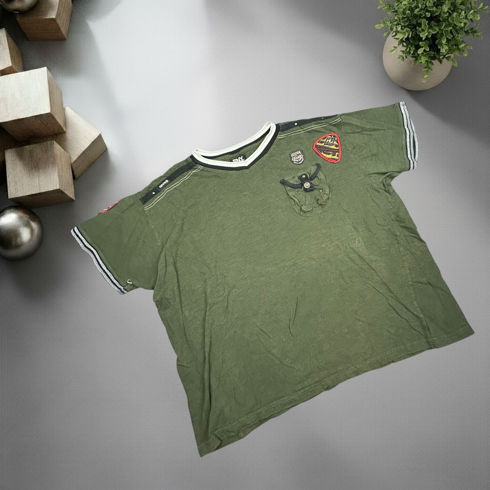 Vintage Enyce 3XL Olive Green Y2K Streetwear Patch TShirt Boxy Fit Sean Combs Co